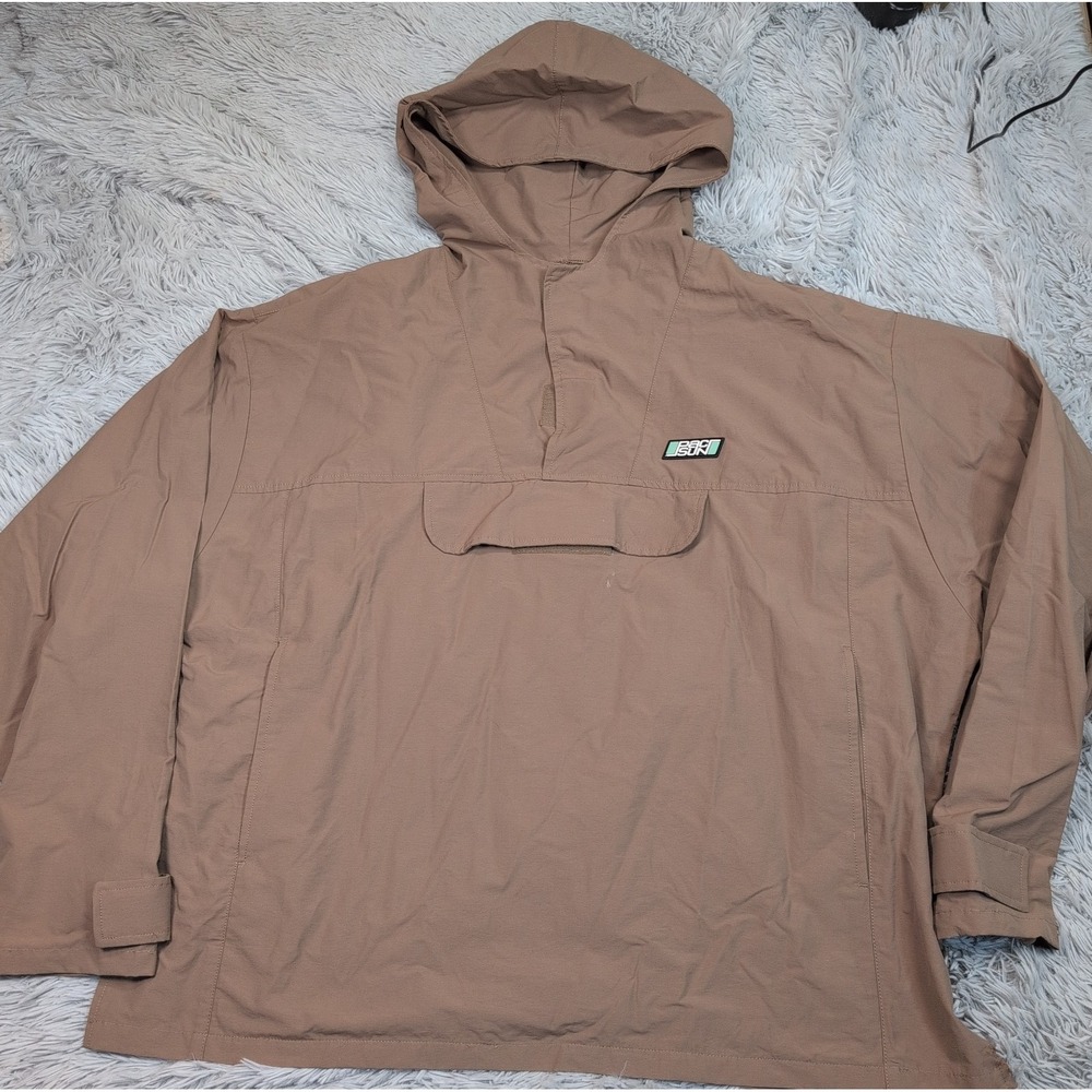 Pacsun Jacket Mens L Beige Windbreaker Poncho Hood Golf Pockets Lightweight